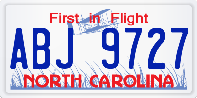 NC license plate ABJ9727