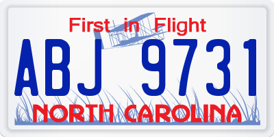 NC license plate ABJ9731