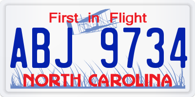NC license plate ABJ9734