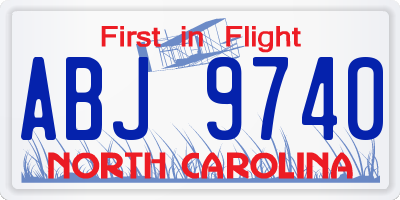 NC license plate ABJ9740