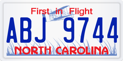 NC license plate ABJ9744