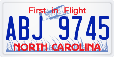 NC license plate ABJ9745
