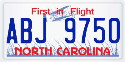 NC license plate ABJ9750