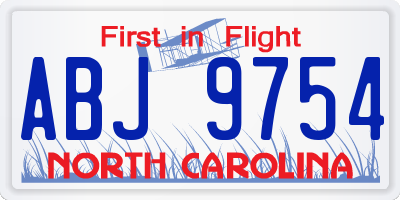 NC license plate ABJ9754