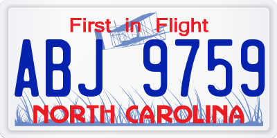 NC license plate ABJ9759