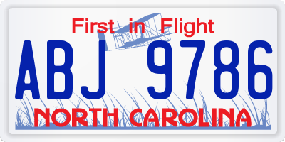 NC license plate ABJ9786