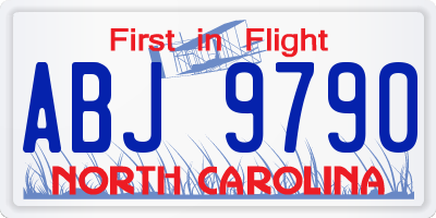 NC license plate ABJ9790