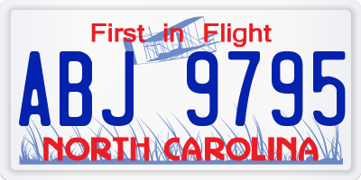 NC license plate ABJ9795