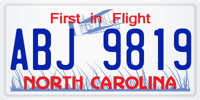 NC license plate ABJ9819