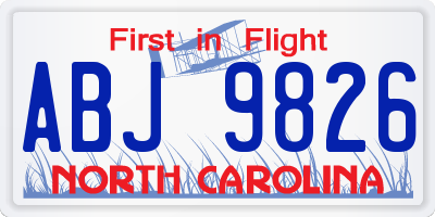 NC license plate ABJ9826