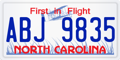 NC license plate ABJ9835