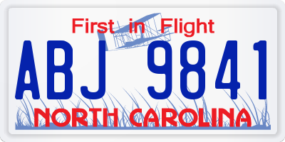 NC license plate ABJ9841