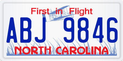 NC license plate ABJ9846