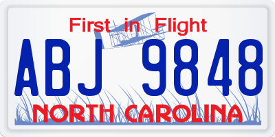 NC license plate ABJ9848
