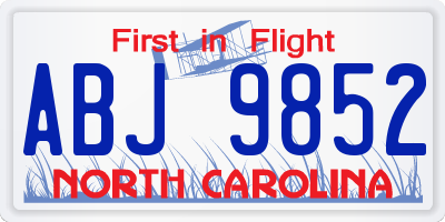 NC license plate ABJ9852