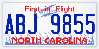 NC license plate ABJ9855