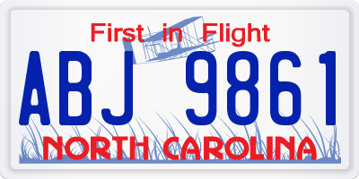 NC license plate ABJ9861