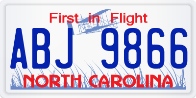 NC license plate ABJ9866