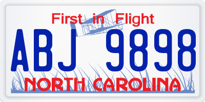 NC license plate ABJ9898