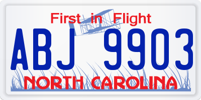 NC license plate ABJ9903