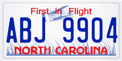 NC license plate ABJ9904