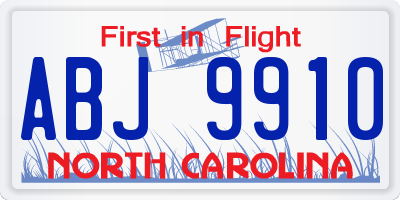 NC license plate ABJ9910