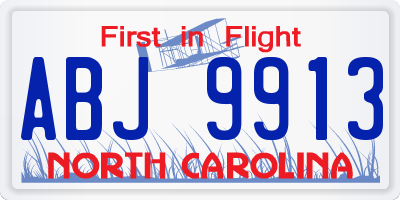 NC license plate ABJ9913