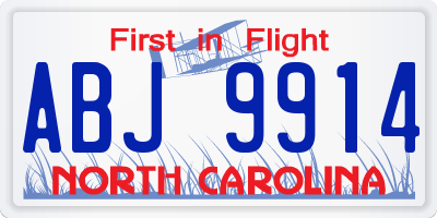 NC license plate ABJ9914