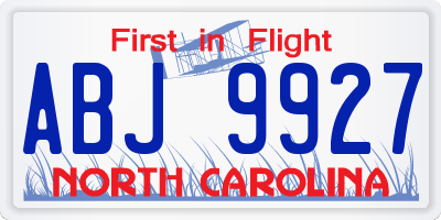 NC license plate ABJ9927