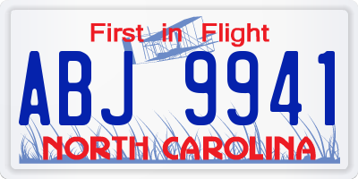 NC license plate ABJ9941