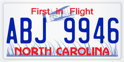 NC license plate ABJ9946