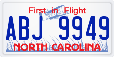 NC license plate ABJ9949