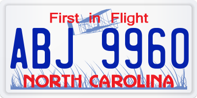 NC license plate ABJ9960