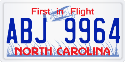 NC license plate ABJ9964