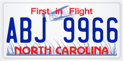 NC license plate ABJ9966