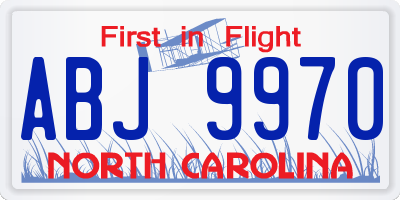 NC license plate ABJ9970