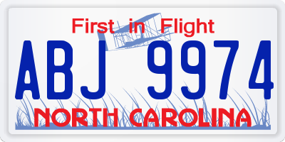 NC license plate ABJ9974