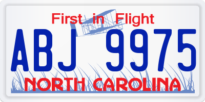NC license plate ABJ9975