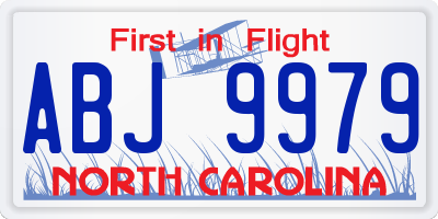 NC license plate ABJ9979