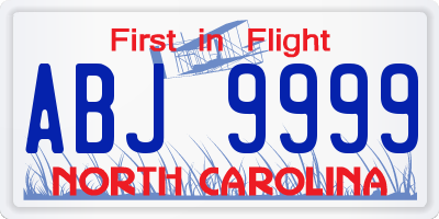 NC license plate ABJ9999