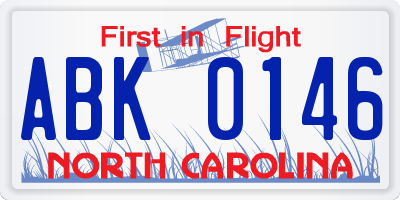 NC license plate ABK0146
