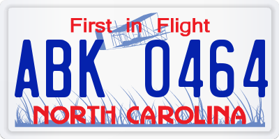 NC license plate ABK0464