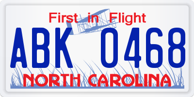NC license plate ABK0468
