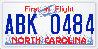 NC license plate ABK0484