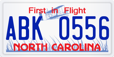 NC license plate ABK0556
