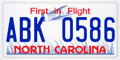 NC license plate ABK0586