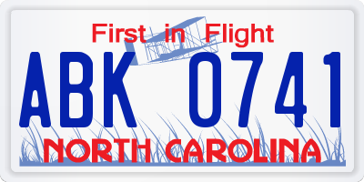 NC license plate ABK0741