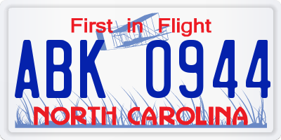NC license plate ABK0944