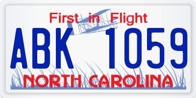 NC license plate ABK1059