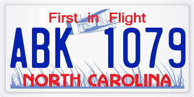 NC license plate ABK1079